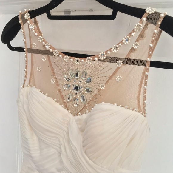 Adrianna Papell Ivory Shirred Mini Dress - Size 4 - Picture 2 of 7